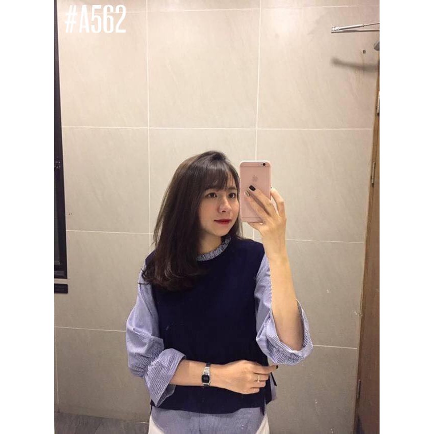 [Mã WASTUP giảm 10% tối đa 30K đơn 99K] Áo babydoll xanh đen phối soc cột nơ (có ảnh thật) | BigBuy360 - bigbuy360.vn