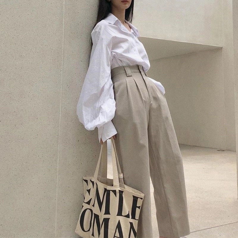 Túi tote vải bố canvas thời trang NỮ Unisex cao cấp in chữ GENTLE WOMAN phong cách Hàn Quốc đeo vai xách tay Herbagstore