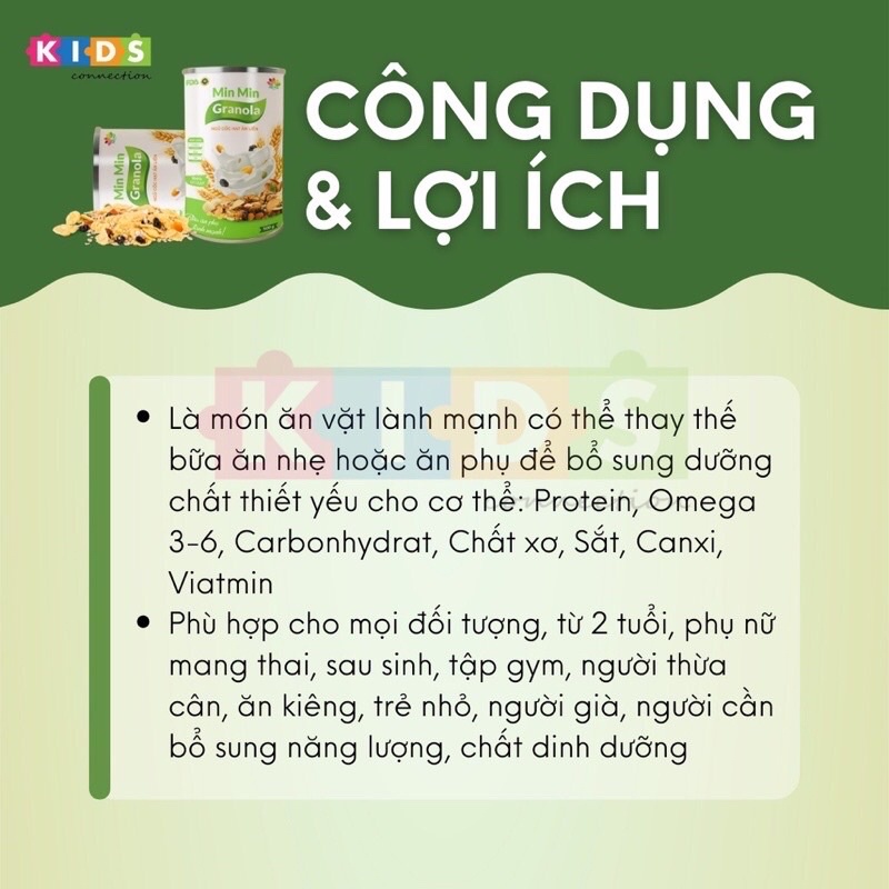 Ngũ cốc granola ăn kiêng siêu hạt Min min , hộp 500gr