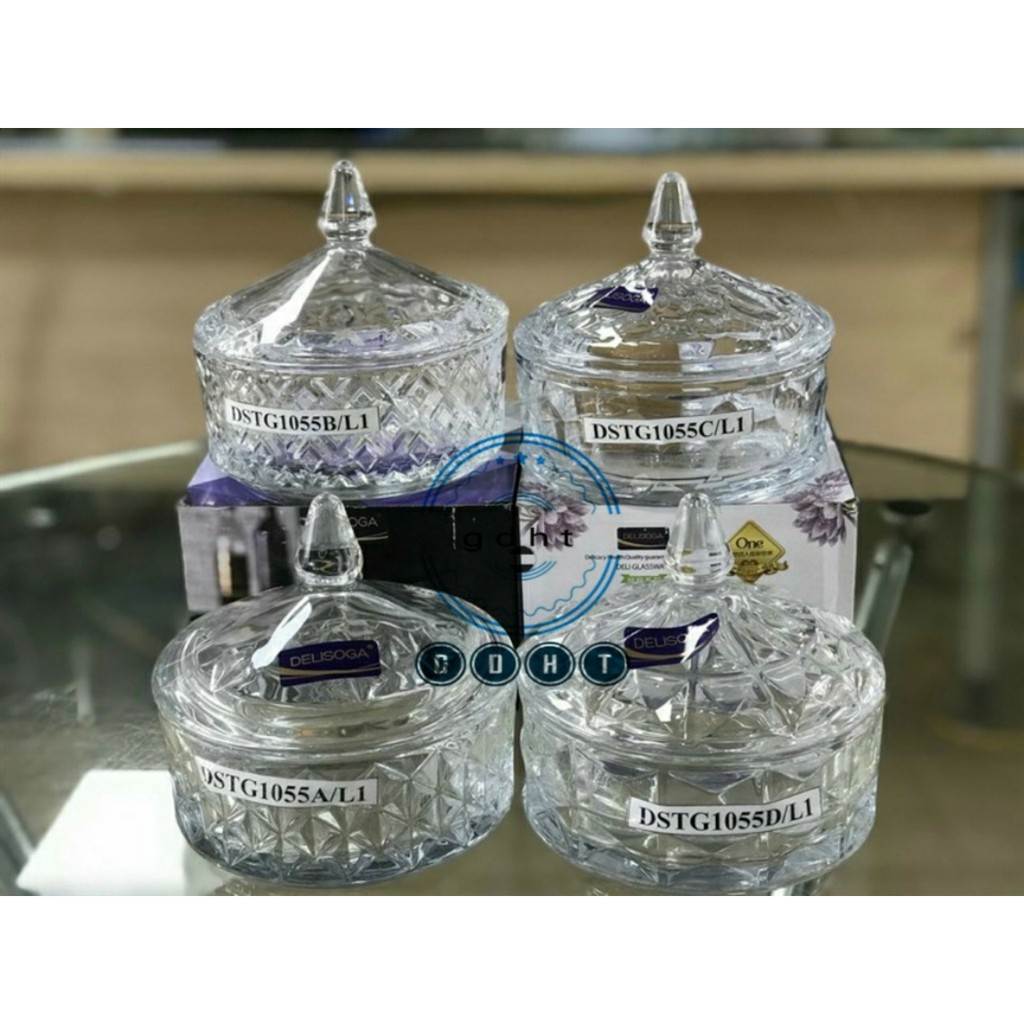 Hũ Mứt Thủy Tinh Pha Lê , Thố Thủy Tinh Bao Dày Đẹp mã DSTG