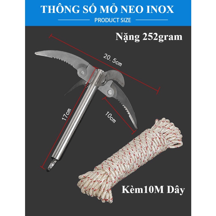 Mỏ Neo Inox Rà Đáy Kéo Bèo Câu Cá Sông Câu Tự Nhiên