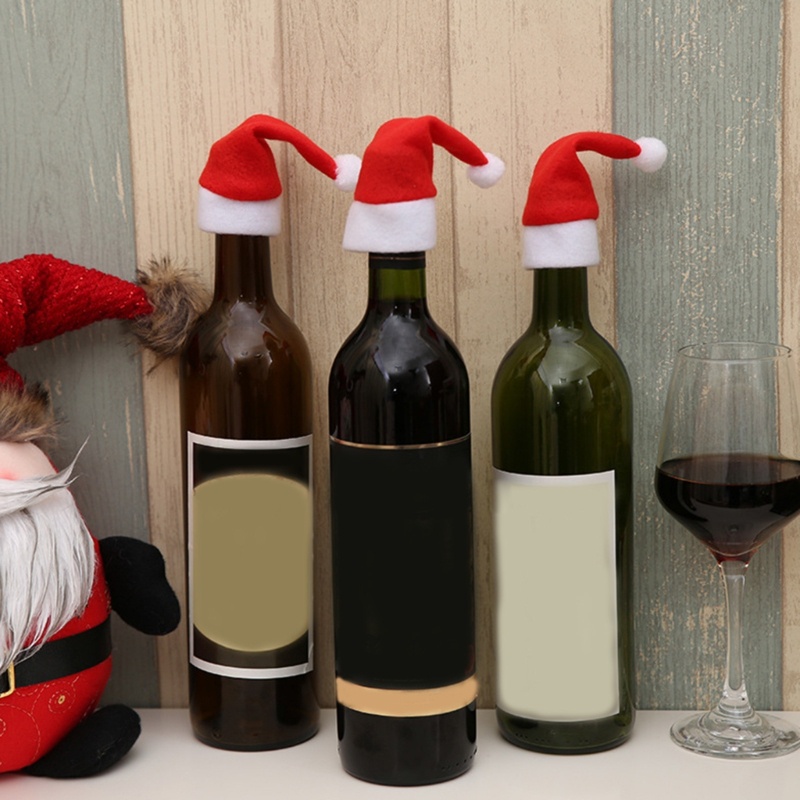 Set 30 Vỏ Bọc Chai Nước Hình Nón Ông Già Noel Màu Bạc
