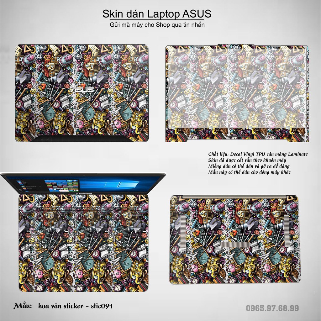 Skin dán Laptop Asus in hình Hoa văn sticker _nhiều mẫu 15 (inbox mã máy cho Shop)