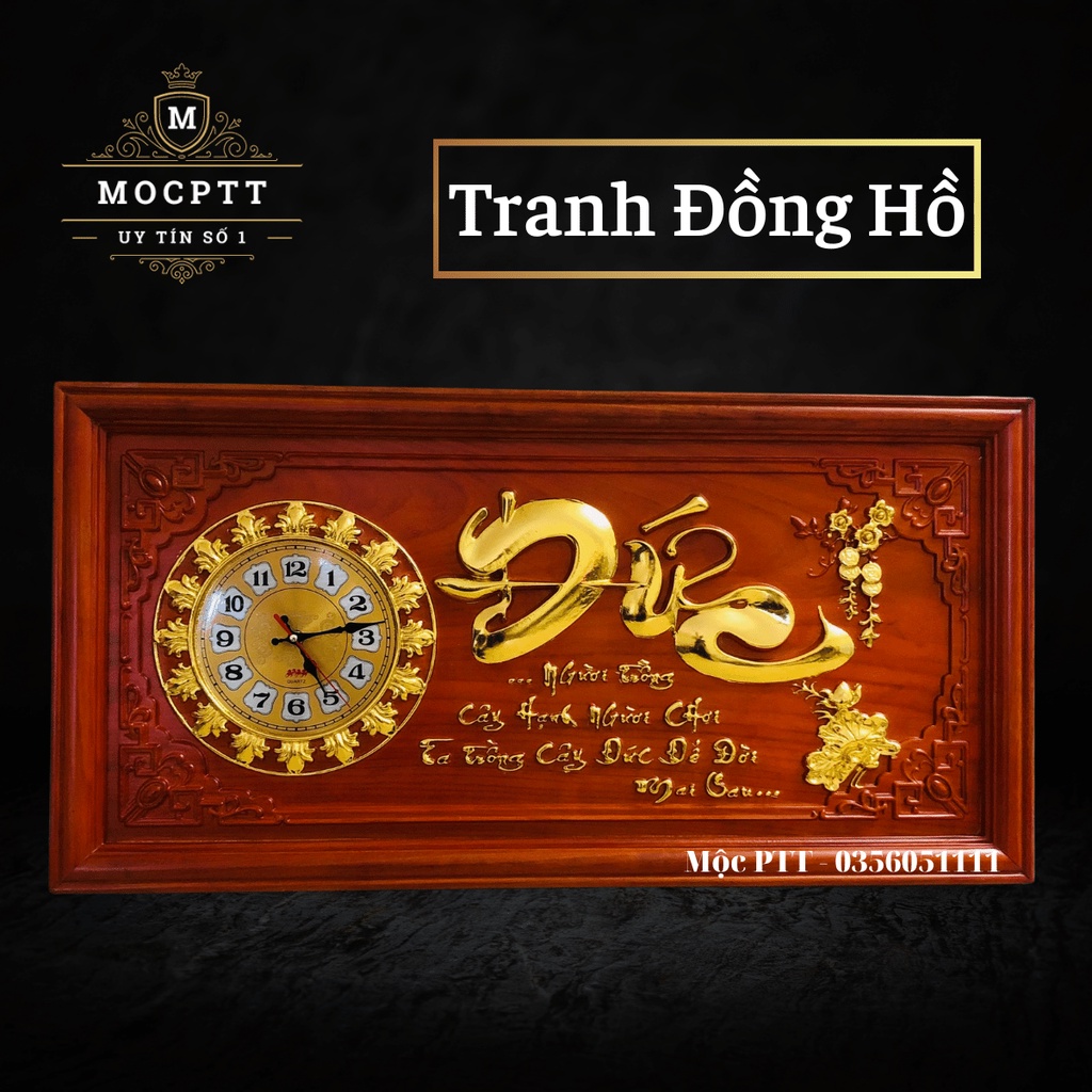 Tranh Phong Thuỷ gỗ Hương nam phi kích thước 81x41x3cm được dát vàng đài lon cực sang trọng dùng treo trong phòng khách