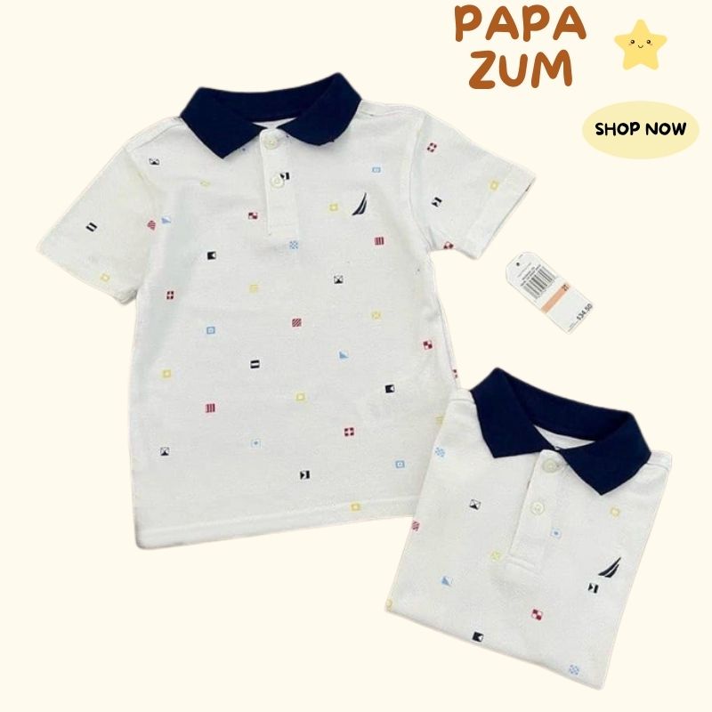 Áo polo bé trai cộc tay xuất Us xịn Nautica chất thun cá sấu mềm mịn thấm hút tốt PAPAZUM E2.080.110