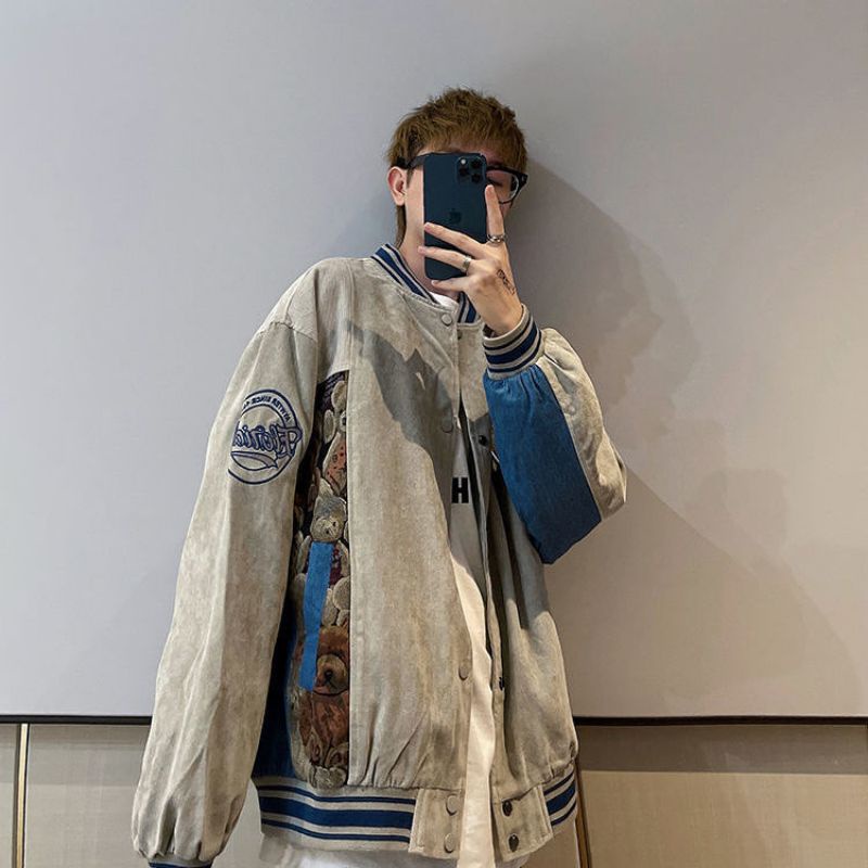 ÁO KHOÁC NGOÀI MAY HÌNH HOẠ TIẾT LOẠI ĐÓNG CÚC