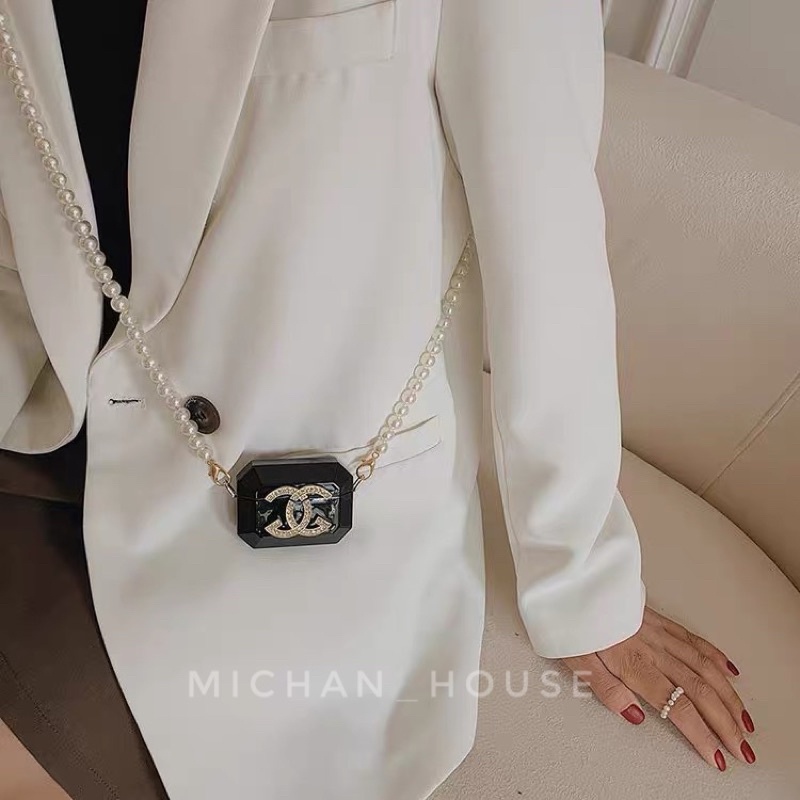 Túi mini đeo chéo dây ngọc trai nhân tạo, túi phụ kiện chụp ảnh decor