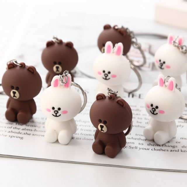 Móc chìa khóa cặp đôi browny cony gấu thỏ móc khóa couple keychain Hàn quốc dễ thương