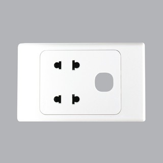 Ổ cắm đôi 2 chấu âm tường mpe + 1 lỗ