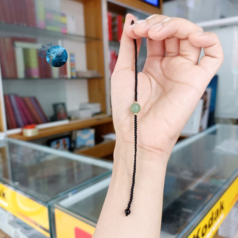 Vòng tay tết dây đá aventurine xanh