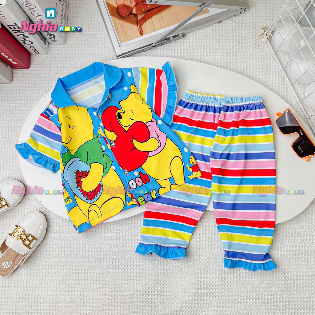 Đồ bộ bé gái quần dài áo ngắn tay NGHĨA BABY dành cho bé