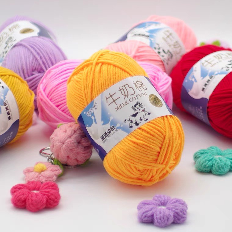 Len milk bò/milk cotton cuộn 50gr full màu (Mã 1-50)