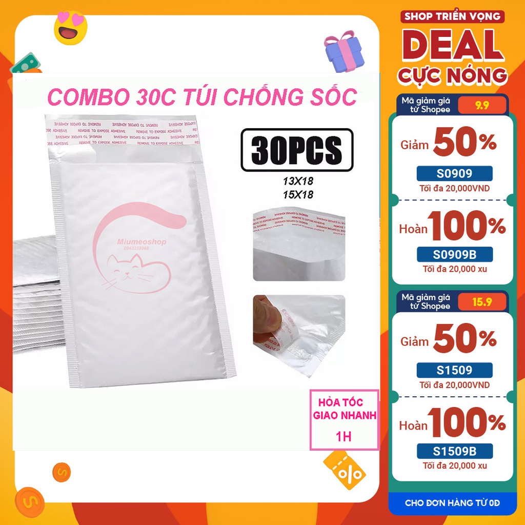 Combo 30 túi đóng gói hàng ép bong bóng khí