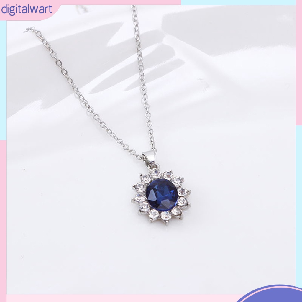 Bộ Vòng cổ + Bông Tai Đính Đá Sapphire Sang Trọng Cho Nữ