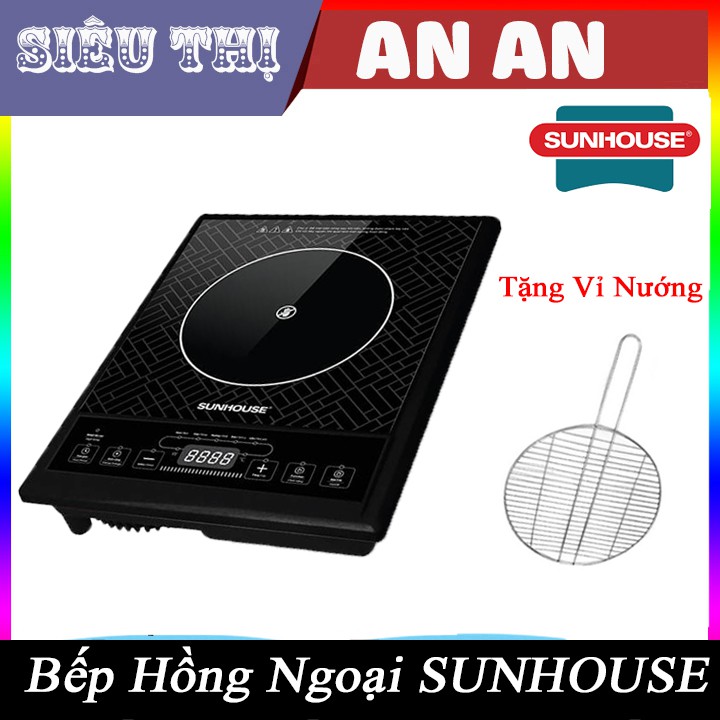 Bếp hồng ngoại SUNHOUSE SHD6011, bếp điện đơn đa năng Sunhouse, có hẹn giờ - Tặng kèm vỉ nướng - Bảo hành 12 tháng