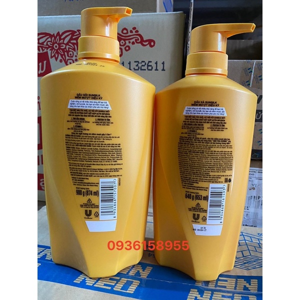 combo dầu gội và dầu xả SUNSILK 900g và 640g ( mầu vàng )