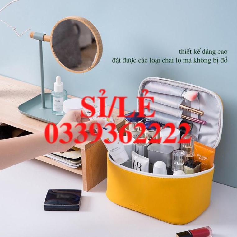 [ COCOLOVE ] Túi đựng mỹ phẩm đồ trang điểm hình hộp bằng da trơn (TD05)  HAIANHSHOP