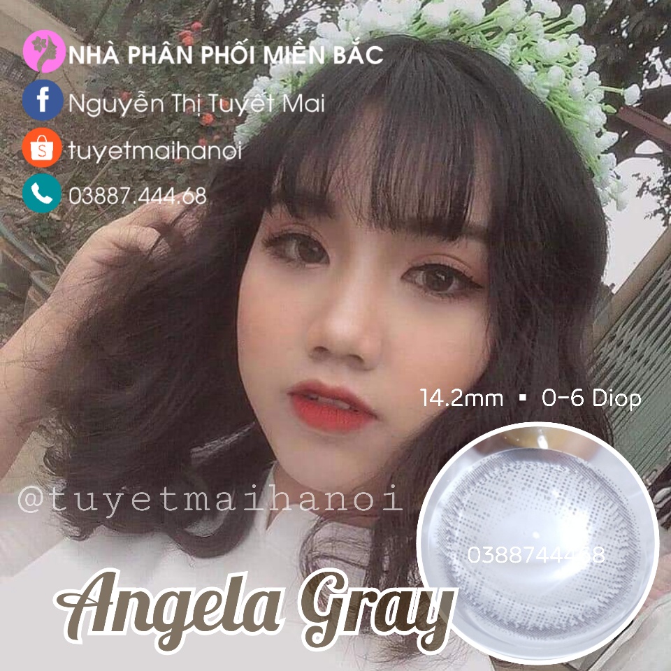 [ Ảnh Thật ] Lens Cận Màu Xám Tự Nhiên Siêu Êm Siêu Mềm Angela Gray 14.2mm - Kính Áp Tròng Hàn Quốc Vassen Sexy Me