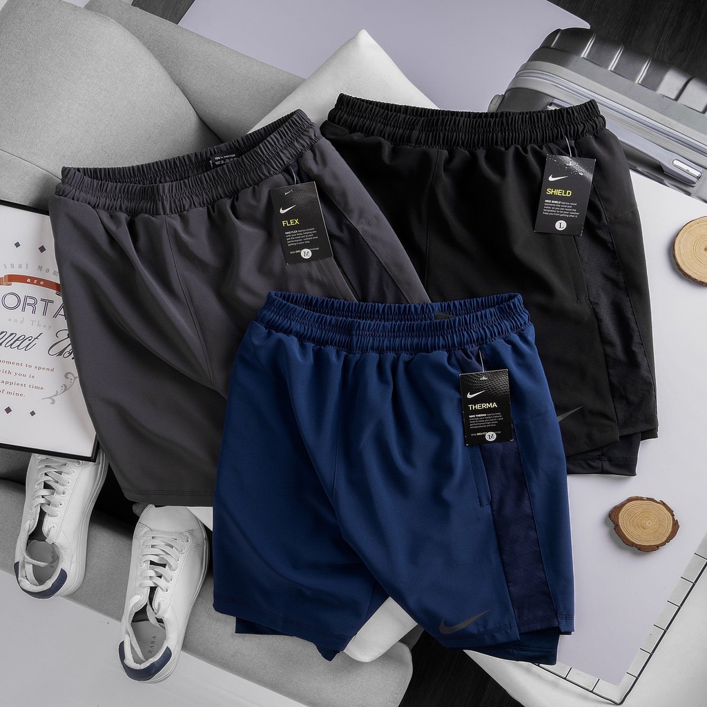 Quần short thể thao/ Quần tập gym nam 2 lớp vải legging cao cấp 2941