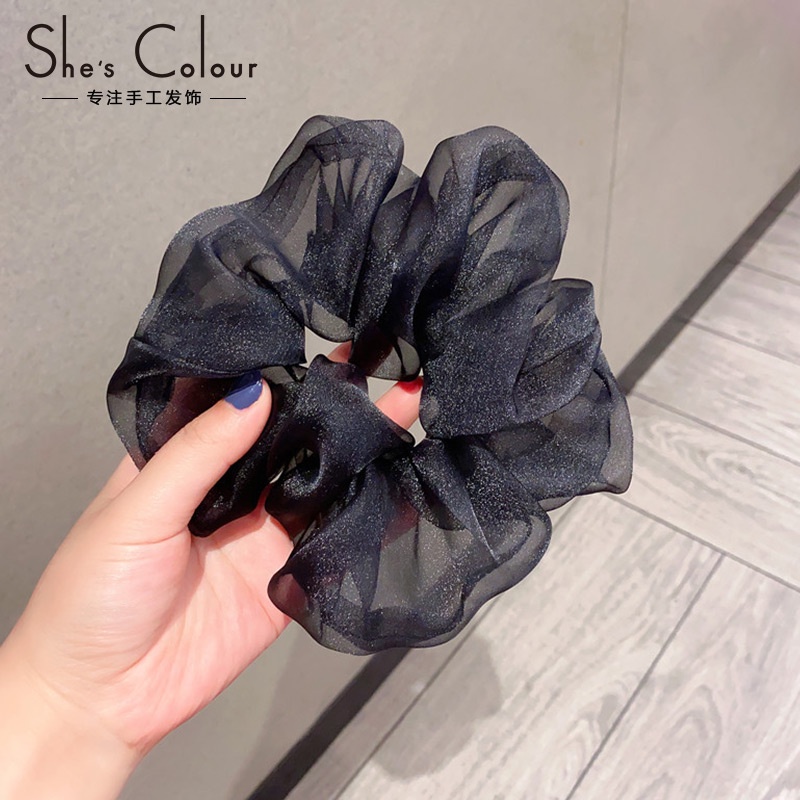 Dây Buộc Tóc Scrunchies ,Vòng Tóc Retro Kiểu Pháp Chất Liệu Lưới Ngọc trai Nhiều Màu Siêu Xinh