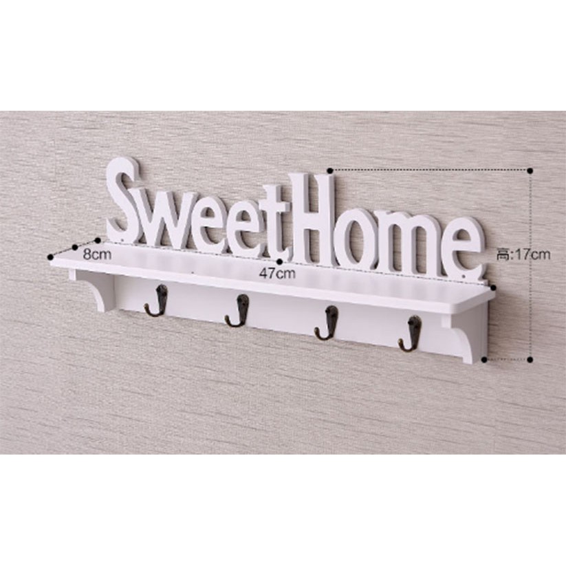 Móc kệ treo tường để đồ sweethome bằng gỗ nhựa PVC cao cấp