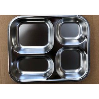 khay cơm 4 ngăn inox , khay cơm cho học sinh