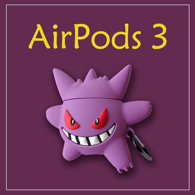 Vỏ Bảo Vệ Hộp Sạc Tai Nghe Bluetooth AirPods Pro 1 / 2 3 Chống Rơi Hình Pokemon Mon Geng Ghost