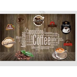 Tranh dán tường 3D trang trí quán Cafe Trà sữa kích thước 60cm*90cm