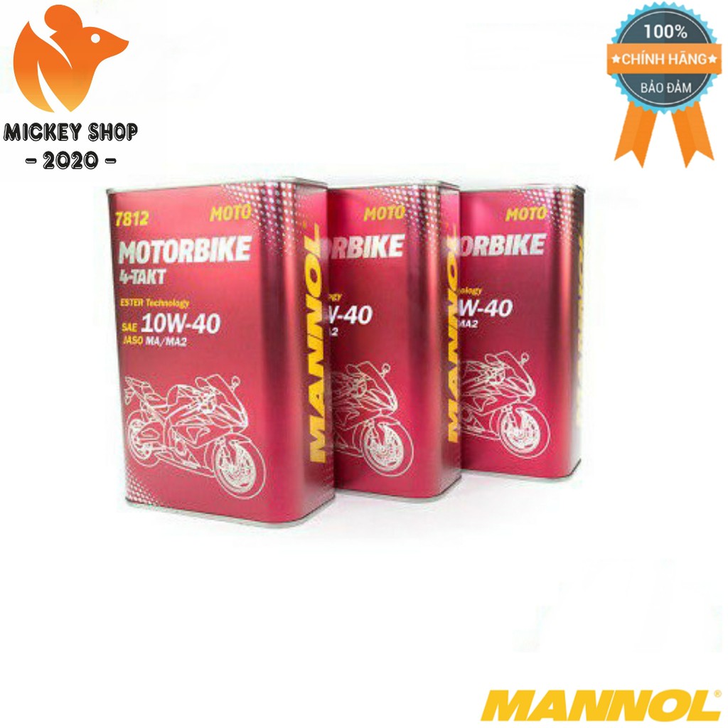 Nhớt MANNOL 10W-40 SL 4-Takt Motorbike ESTER 7812 1L Hàng Đức Cao Cấp Chính Hãng dành cho xe PKL - Mickey2020shop