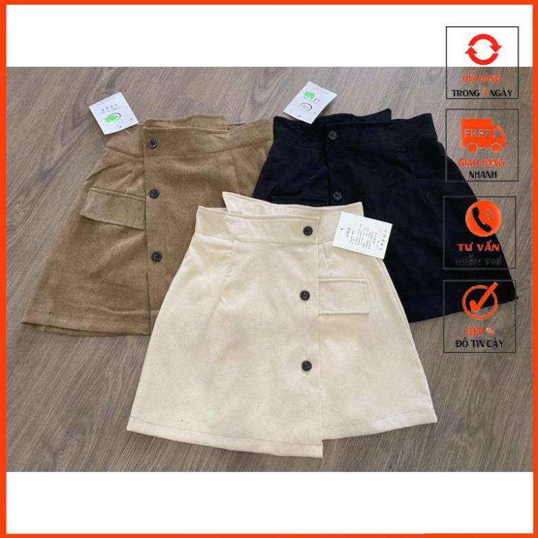 [QUATANG-KTYTT] Chân Váy Nhung Cạp Cao 3 cúc mới m908 | BigBuy360 - bigbuy360.vn
