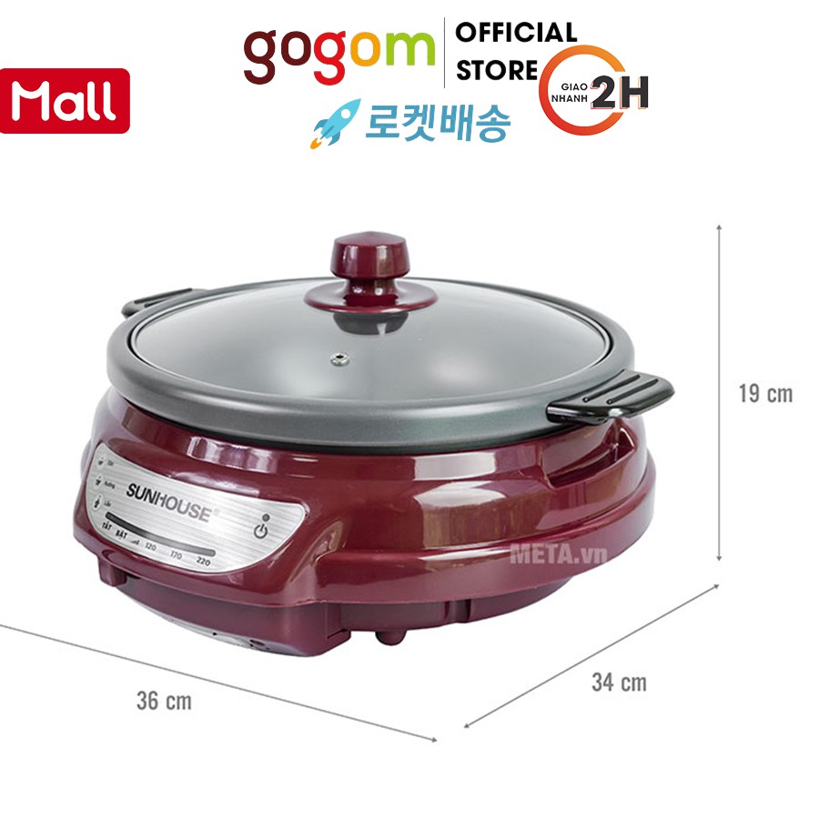 Nồi lẩu điện Sunhouse S35L Nâu 3.5 lítLND001S8 GOGOM 3007