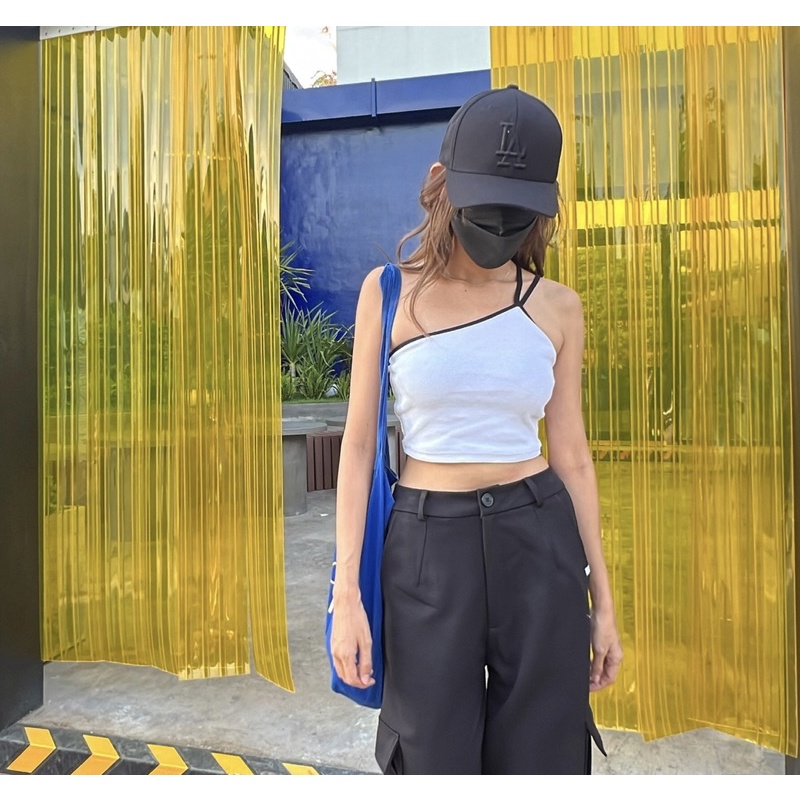 Áo Yếm Lệch Vai Aria tiemmem - Đen/Trắng