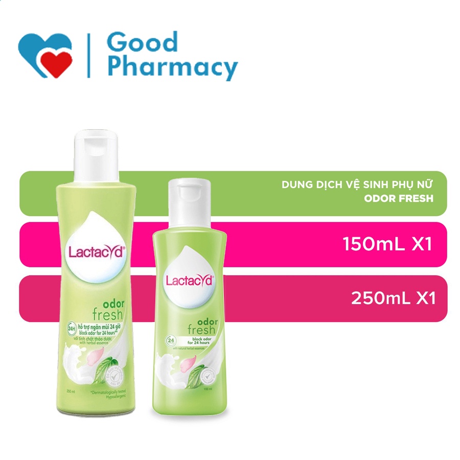 Dung dịch vệ sinh phụ nữ Lactacyd Odor Fresh (Lá trầu) giúp ngăn mùi 24h