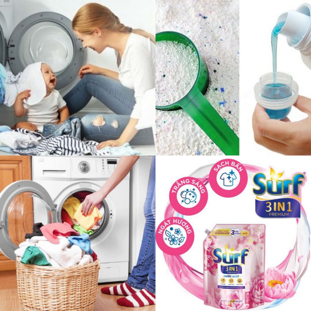 Nước Giặt &amp; Bột Giặt Surf Trắng Sáng, Ngát Mùi Hương