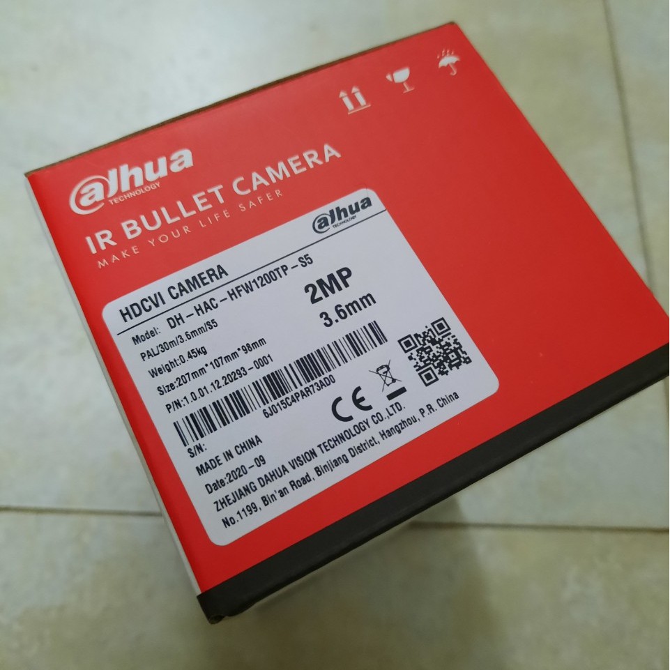Camera Dahua 2.0Mp thân trụ ngoài trời DH-HAC-HFW1200TP-S5 tầm xa hồng ngoại 30m, chống nước IP67 - BẢO HÀNH 2 NĂM
