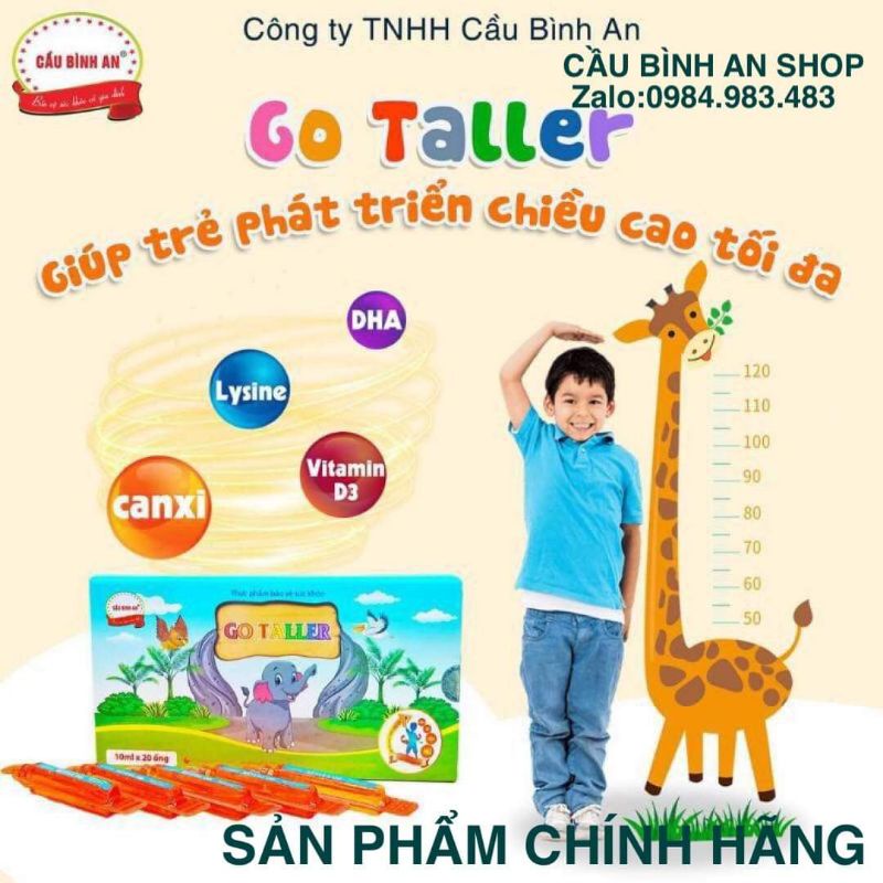 [DATE MỚI] Canxi hữu cơ Go Taller Cầu Bình An Hộp 20 ống