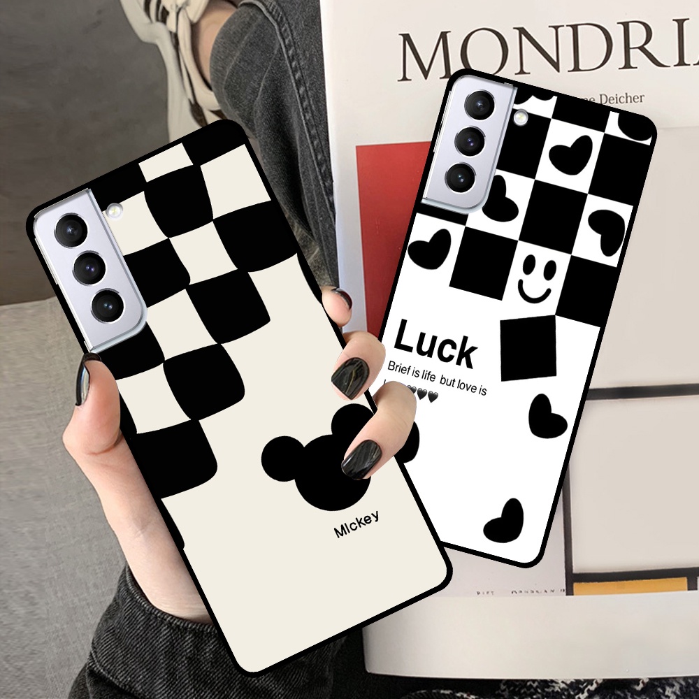 Ốp lưng Samsung S21 5G / S21 Plus 5G / S21 Ultra 5G / S21 FE in hình sọc caro, họa tiết đen trắng dễ thương