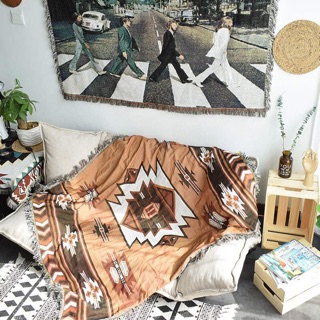 Thảm dệt sợi trải sàn, sofa, treo tường trang trí thổ cẩm 2 lớp