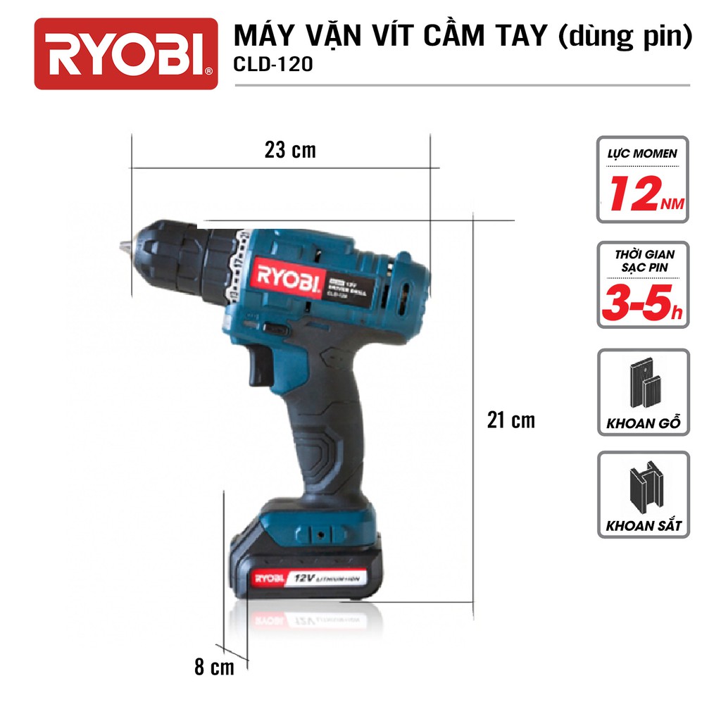 Máy bắn, bắt, vặn vít cầm tay RYOBI (KYOCERA) - CLD-120