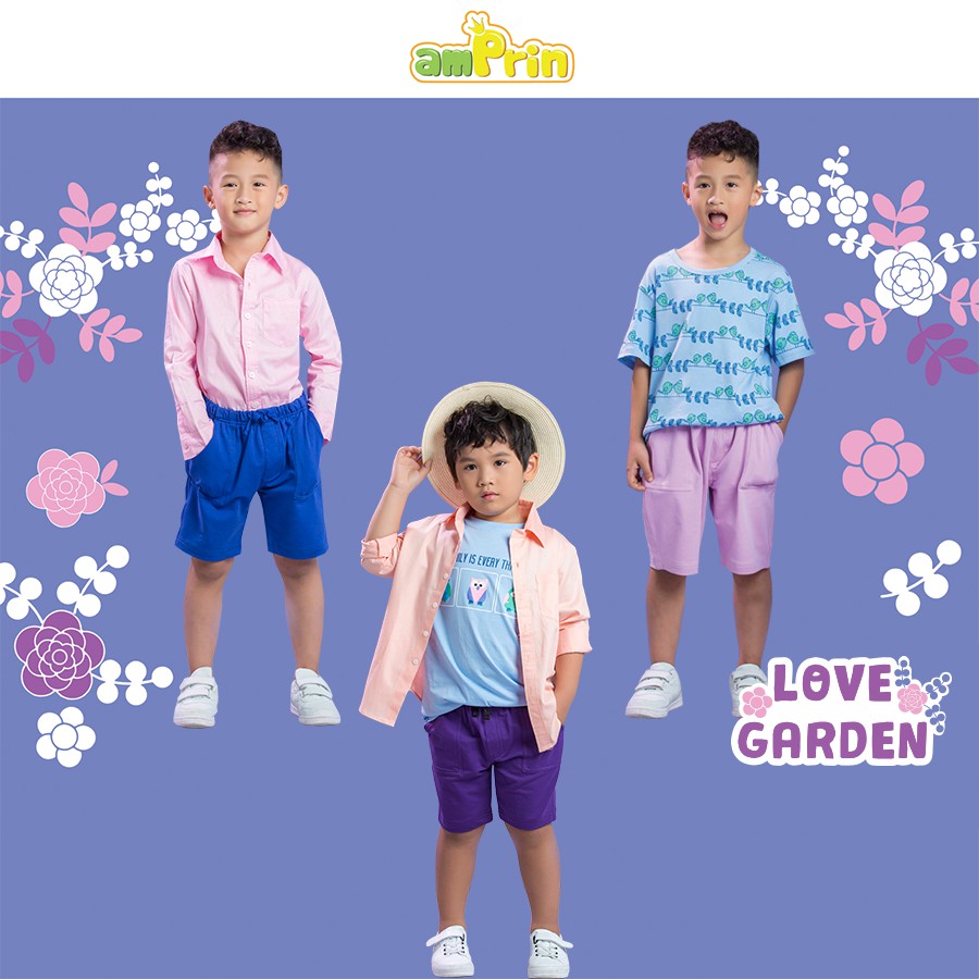 [Mã FARSBRT51 giảm 20K đơn bất kỳ] Quần short Amprin chất thun cotton cạp thun có dính dây rút kiểu cho bé trai LG- QT39