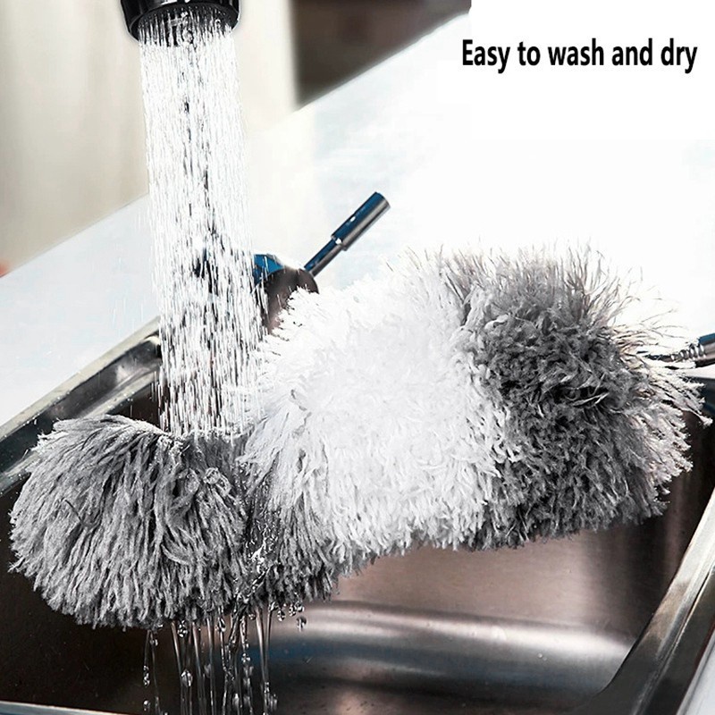 Chổi quét bụi cán Inox dài 70 - 252 cm có thể kéo rút Cây phất trần san hô Microfiber Duster - Tiện lợi