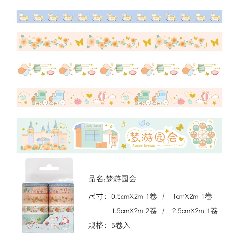 Set 10 Cuộn Băng Keo washi Họa Tiết Hoạt Hình Trang Trí Sổ Tay diy