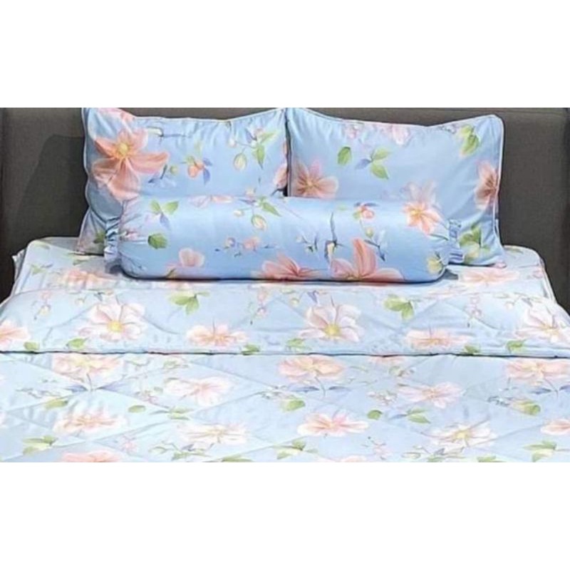 [🔥🔥🔥SP CHÍNH HÃNG, GIÁ THẤP NHẤT🔥🔥🔥] Trọn bộ 5 món Chăn mền ga gối Tencel Modal Hoa xanh m8