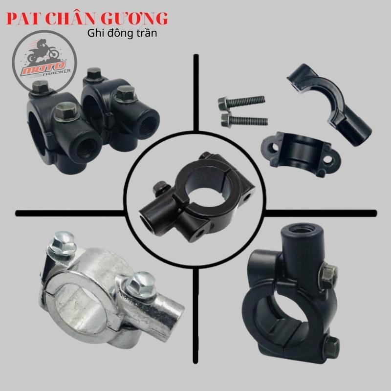 Giá gắn chân gương 10mm, cùm gắn gương tròn kiểng phù hợp với ghi đông trần 22mm