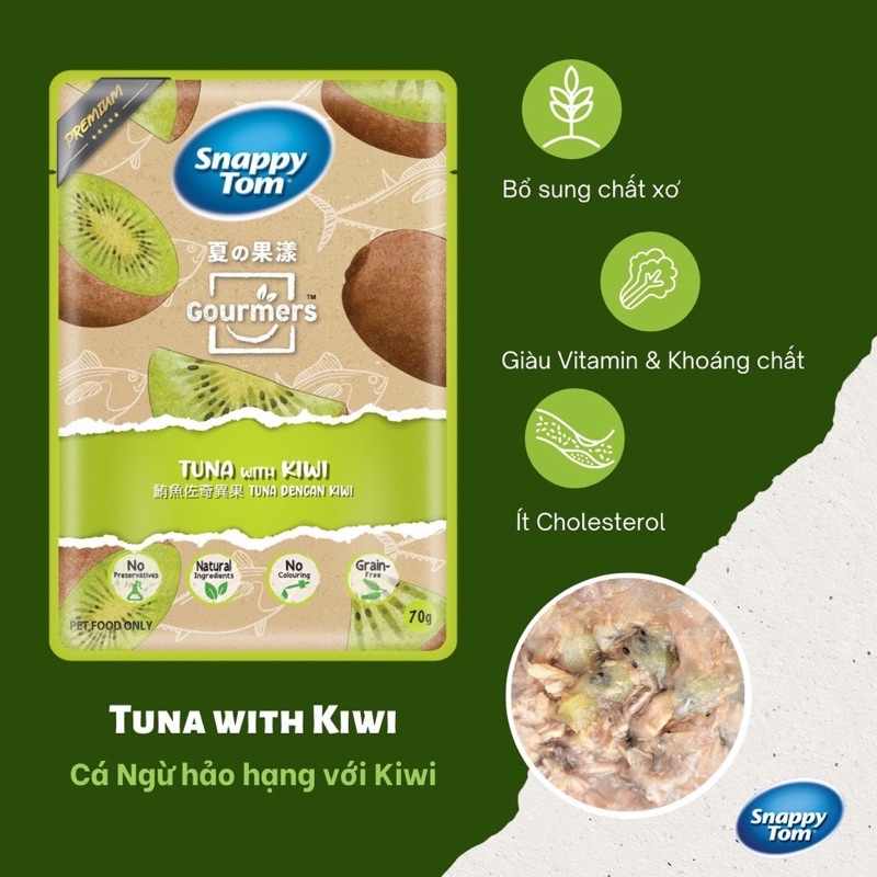 Pate Snappy Tom Túi 70g Hương Trái Cây 8 Vị Cho Mèo Sành Ăn