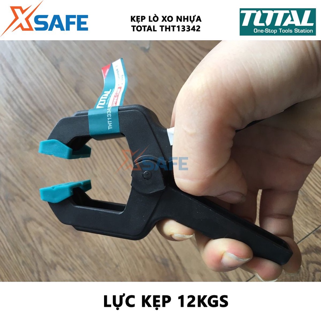 Kẹp lò xo nhựa Total THT13342 | Kẹp nhựa cố định Kích thước 4" Chiều dài 110mm Lực kẹp 12KGS, kẹp chắc chắn