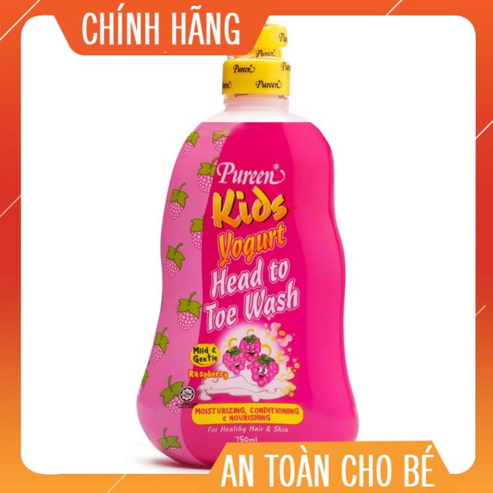 Sữa tắm gội Kids Pureen Yogurt 750ml  đủ mùi dành co bé -an toàn cho làn  da nhạy cảm của bé -lui giữ hương thơm(chính h