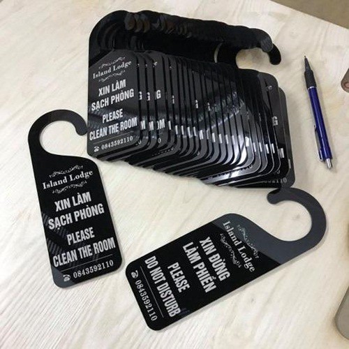 In thẻ dọn phòng khách sạn, bảng DND bằng Mica, Mythuathanoi.info tại Hà Nội, HCM