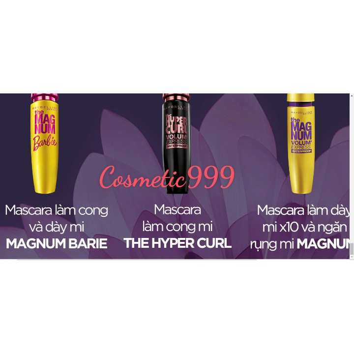 Mascara maybelline new york hyper curl waterproof chuốt mi đen không lem không trôi 9.2ml  Cosmetic999