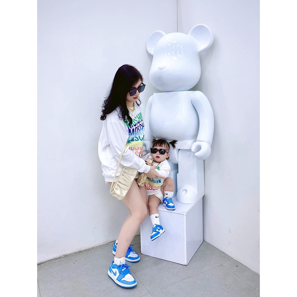 Áo nỉ Moschino cầu vồng cổ tròn cho bé và gia đình , áo sweater trẻ em unisex , Kid_genz